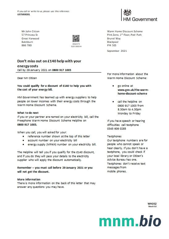 Wielka Brytania HM Government Warm Home Energy rachunek za media szablon w formacie Word i PDF